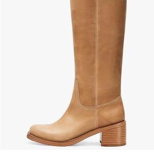 Tan faux Leather Knee-High Boots